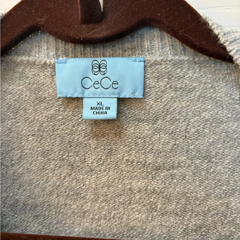 CeCe Light Gray Ruffled Cardigan - Picture 3 of 4